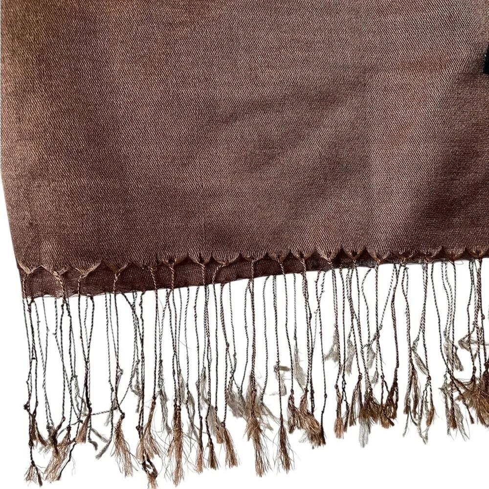 SWAT by S.T.S. 100% Silk Oversized Scarf / Wrap, taupe / coppery brown
